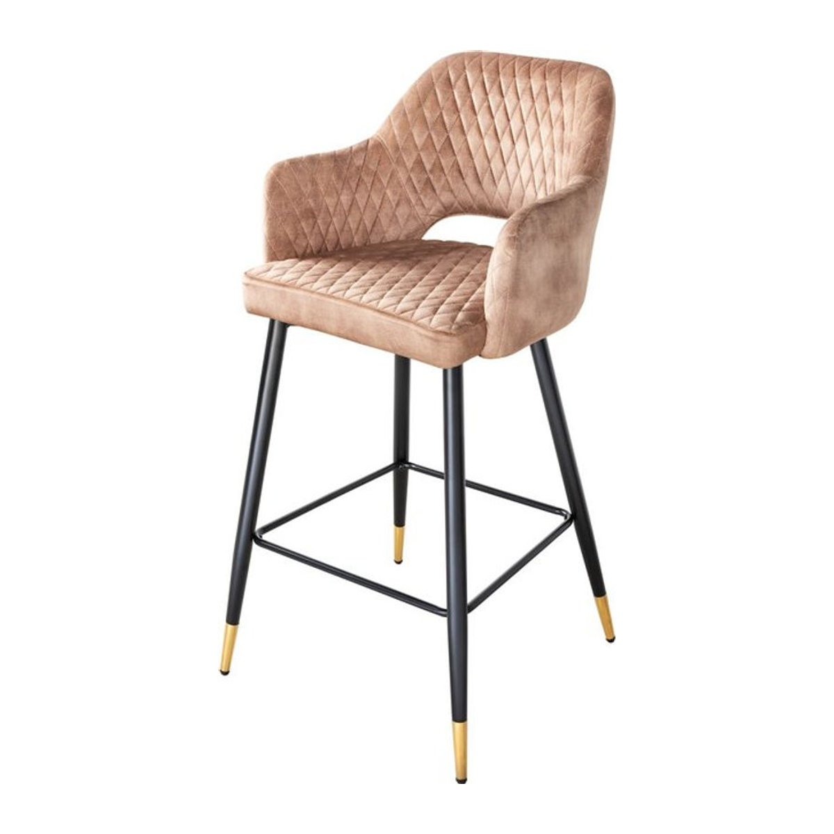 riess-ambiente Barhocker PARIS in Beige aus Samt mit modernem Design und Metallfüßen - Bild 1