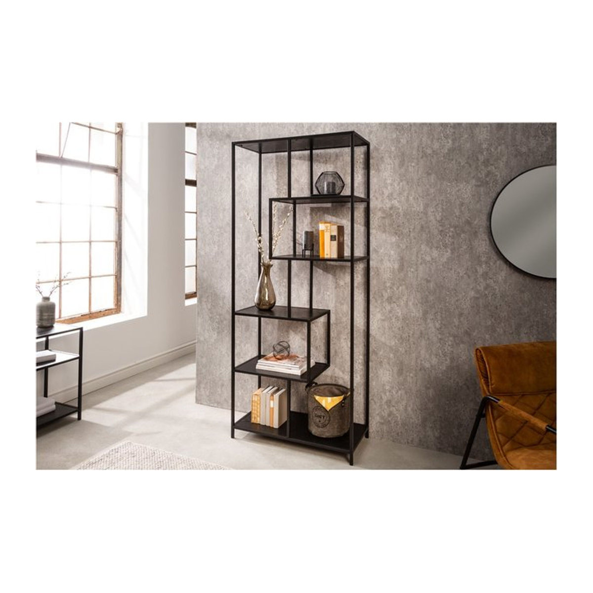 riess-ambiente Bücherregal SLIM LINE Industrial in Schwarz und Braun mit 6 Regalböden, Höhe: 185 cm - Bild 1