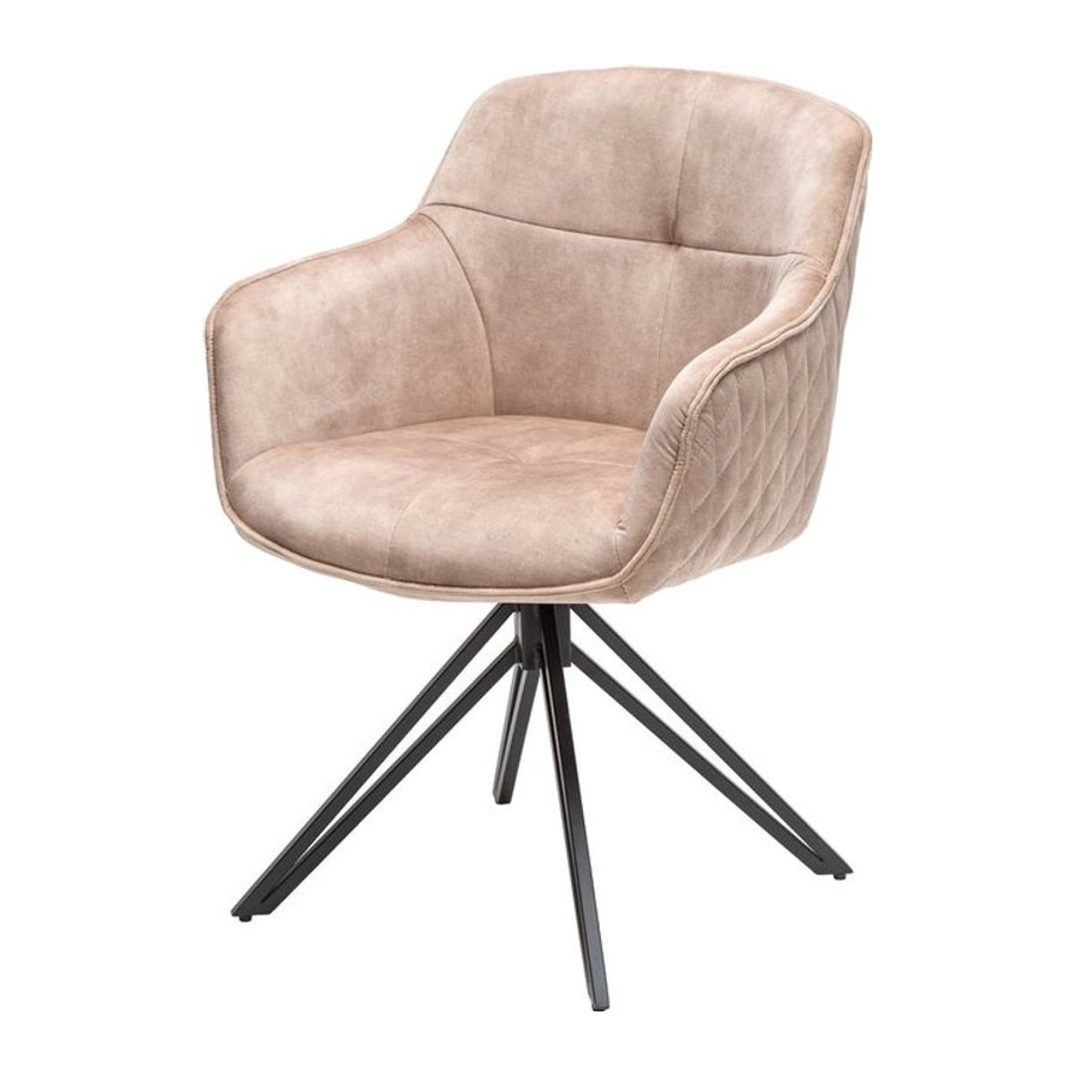 Riess-Ambiente Drehstuhl EUPHORIA Armlehnenstuhl aus Samt in Beige mit schwarzem Metallgestell - Bild 1