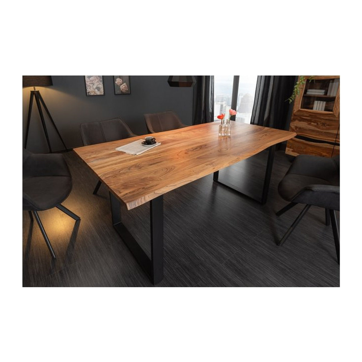 riess-ambiente Esstisch MAMMUT aus Massivholz Akazie in Braun und Natur im Industrial Design mit Baumkante, Breite: 180 cm - Bild 1