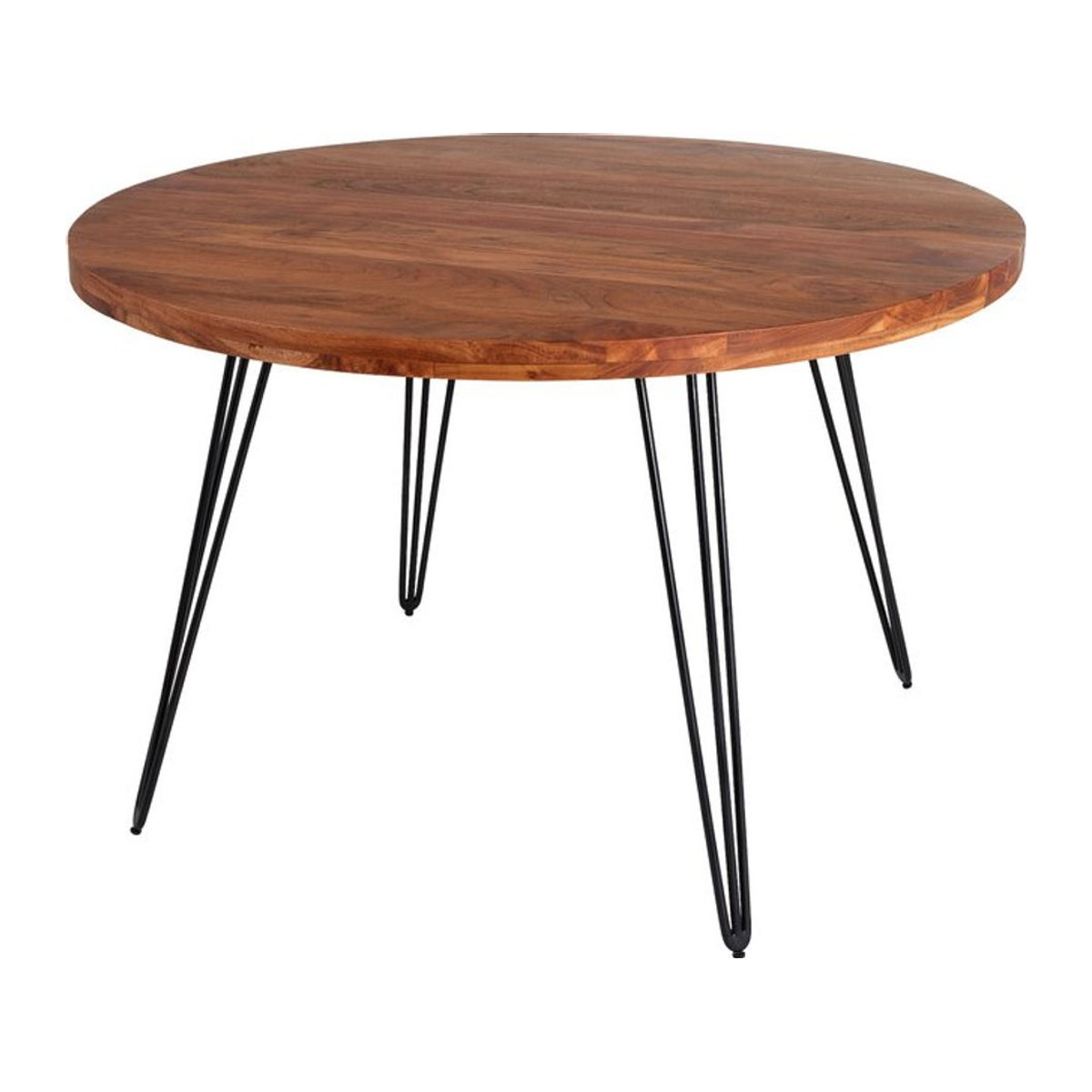 riess-ambiente Esstisch SCORPION runder Esstisch aus Akazie Massivholz in Natur Braun mit Metall Hairpin Legs im Retro Design Durchmesser: 120 cm - Bild 1