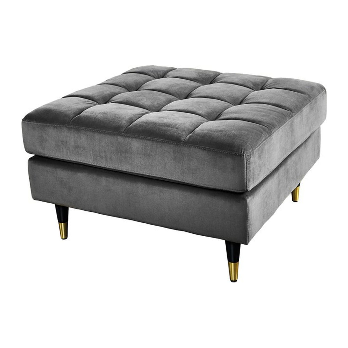 riess-ambiente Hocker COZY VELVET in Grau mit Samtbezug und goldenen Füßen, Durchmesser: 80 cm - Bild 1