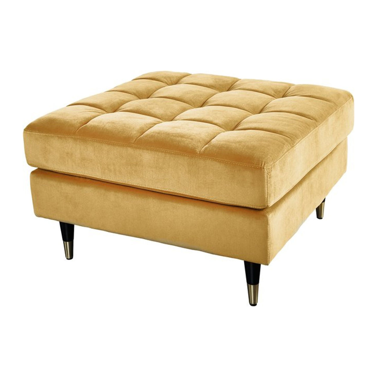 riess-ambiente Hocker COZY VELVET in Senfgelb Gold mit Samtbezug und Metallfüßen, Durchmesser: 80 cm - Bild 1