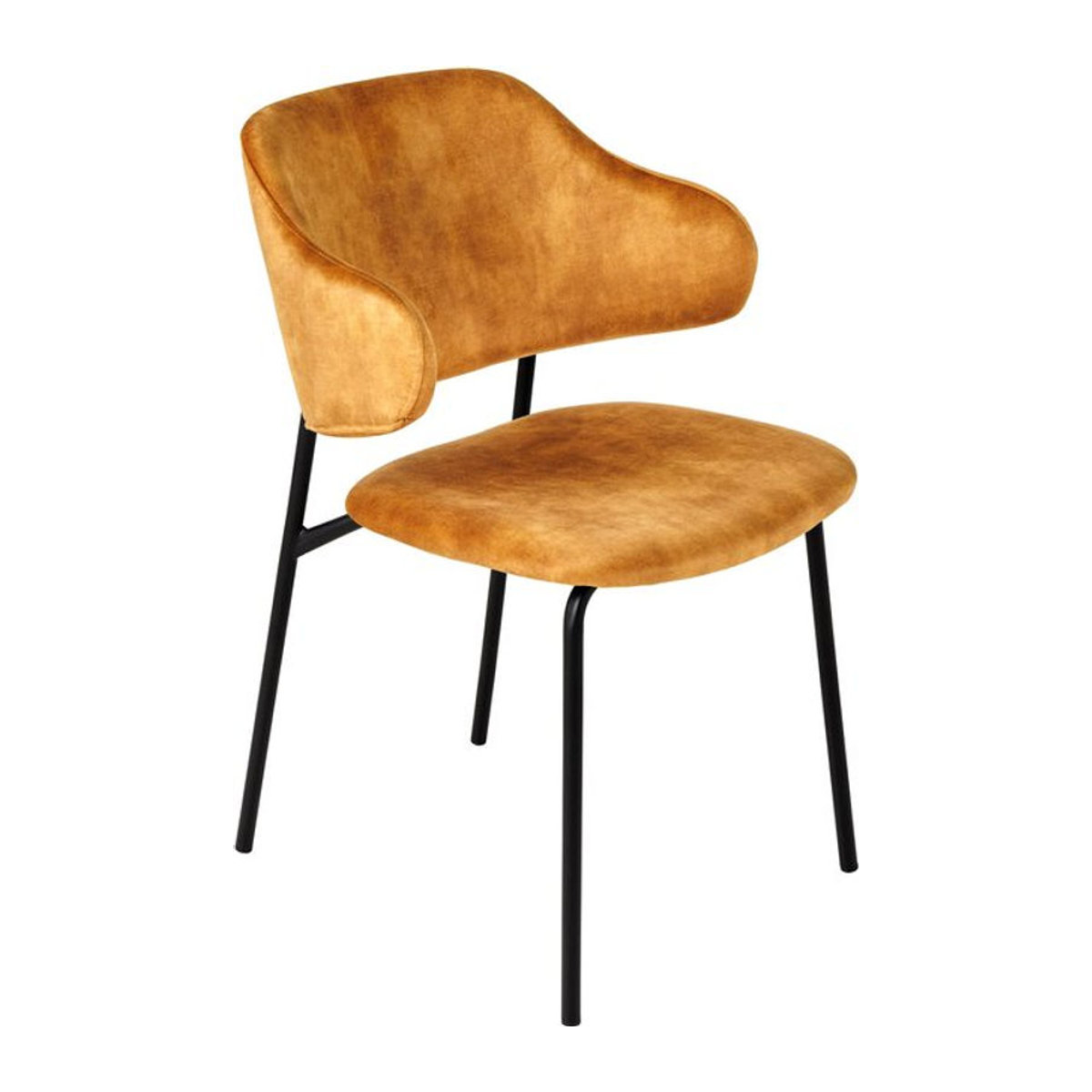 riess-ambiente Polsterstuhl VOGUE in Gelb mit Samtbezug und schwarzen Metallbeinen im Retro-Design - Bild 1