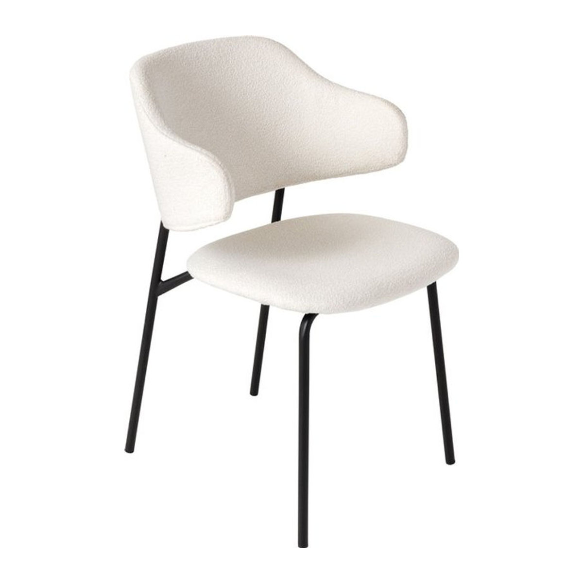 riess-ambiente Polsterstuhl VOGUE in Weiß Bouclé mit schwarzen Metallbeinen im modernen Retro-Design - Bild 1