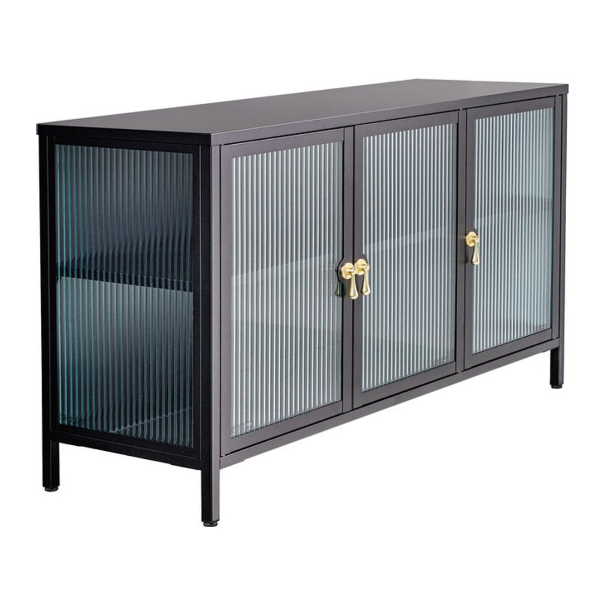 riess-ambiente Sideboard AMSTERDAM Vitrinenschrank aus Metall und Glas in Schwarz und Gold, Breite: 105 cm - Bild 1
