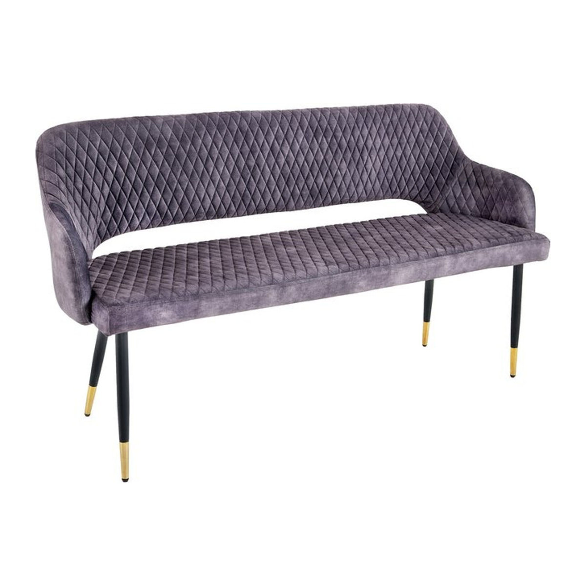 Riess-Ambiente Sitzbank PARIS mit Rückenlehne aus grauem Samt und Retro Metallbeinen, Breite: 160 cm - Bild 1