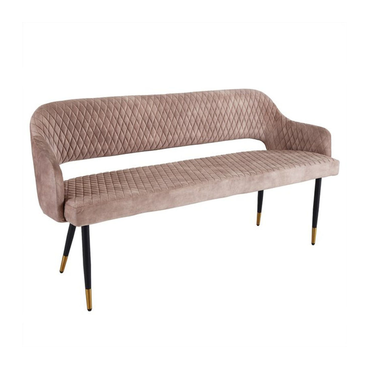 Riess-Ambiente Sitzbank PARIS mit Rückenlehne aus Samt in Beige und Metallbeinen im Retro-Design, Breite: 160 cm - Bild 1