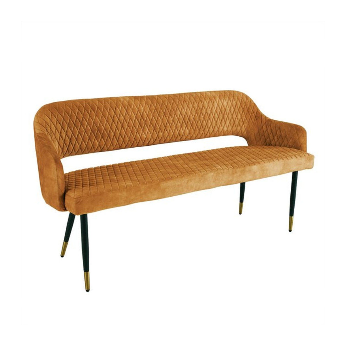 Riess-Ambiente Sitzbank PARIS mit Rückenlehne aus Samt in Gelb im Retro-Design, Breite: 160 cm - Bild 1