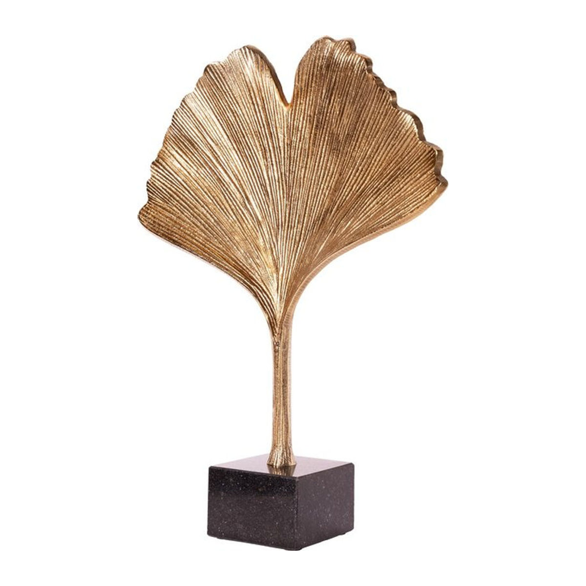 riess-ambiente Skulptur GINKGO LEAF in Gold aus Metall mit Marmorsockel, Höhe: 44 cm - Bild 1