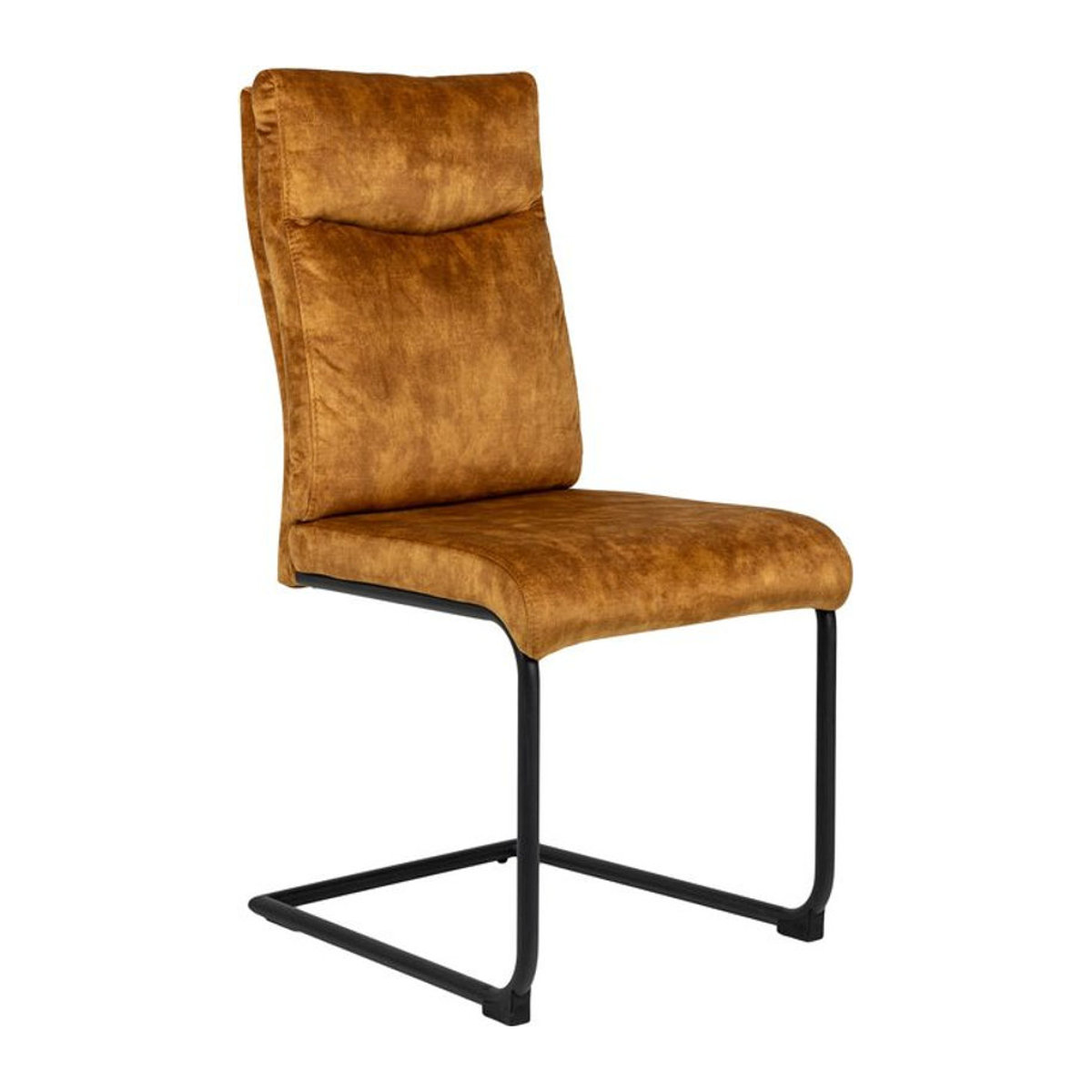 riess-ambiente Stuhl COMFORT Freischwinger aus Samt in Gelb mit schwarzem Metallgestell - Bild 1