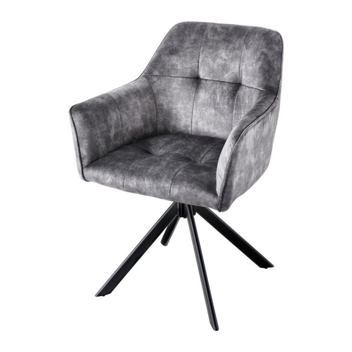 riess-ambiente Stuhl LOFT Armlehnenstuhl aus Samt in Anthrazit mit drehbarem Metallgestell in Schwarz - Bild 1