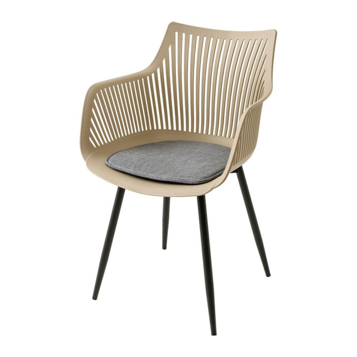 riess-ambiente Stuhl SIGNUM moderner Armlehnenstuhl aus Kunststoff in Beige und Schwarz für Indoor und Outdoor - Bild 1