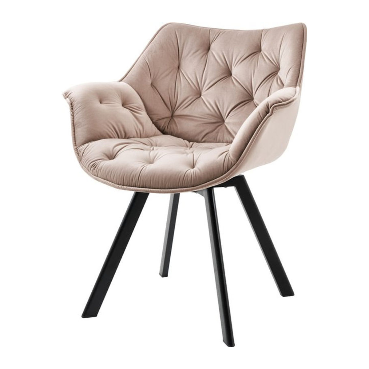 riess-ambiente THE DUTCH COMFORT Armlehnenstuhl aus Samt in Beige mit Metallbeinen im Modern Retro Design - Bild 1