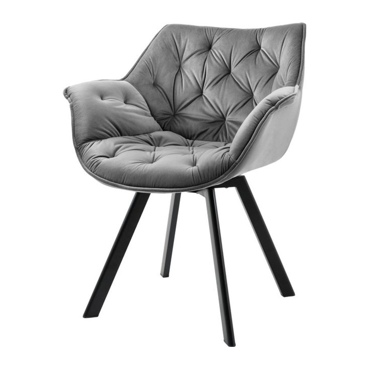 riess-ambiente THE DUTCH COMFORT Drehbarer Armlehnenstuhl aus Samt in Grau mit Metallbeinen im Modern Retro Design - Bild 1