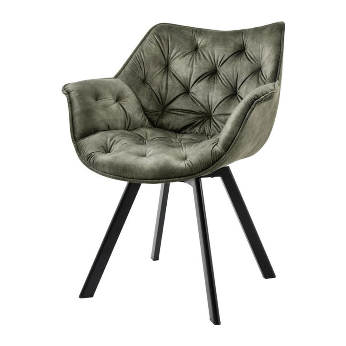 riess-ambiente THE DUTCH COMFORT Drehbarer Armlehnenstuhl aus Samt in Grün mit Metallbeinen im Modern Retro Design - Bild 1