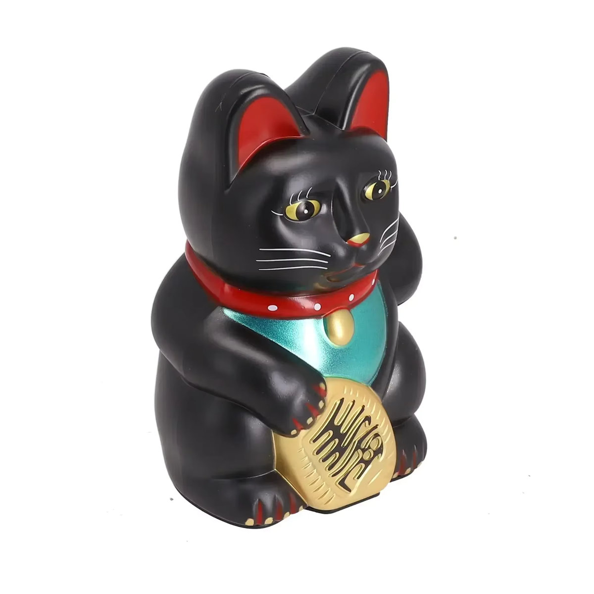 Rifeng Waving Lucky Cat aus Kunststoff in Schwarz, Höhe: 15,2 cm - Bild 1