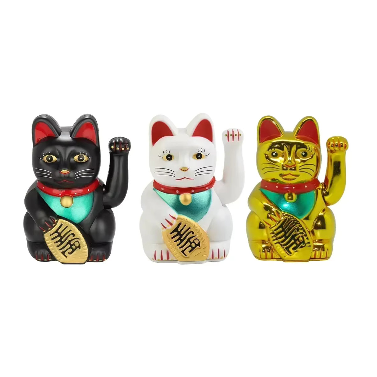 Rifeng Waving Lucky Cat aus Kunststoff in Schwarz, Höhe: 15,2 cm - Bild 4
