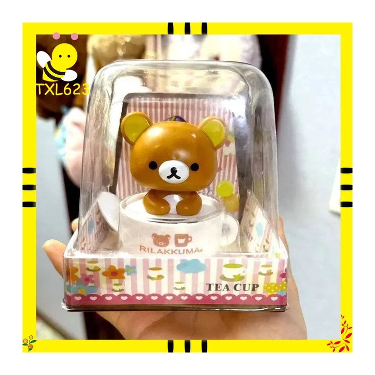 Rilakkuma Solarbecher mit wackelndem Bären als kreative Auto-Dekoration in Beige und Braun - Bild 1