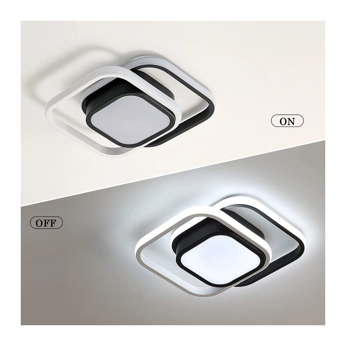 Riserva LED-Deckenleuchte in Schwarz/Weiß, 32 W, Kaltweiß, Modernes Design für Schlafzimmer und Küche - Bild 2