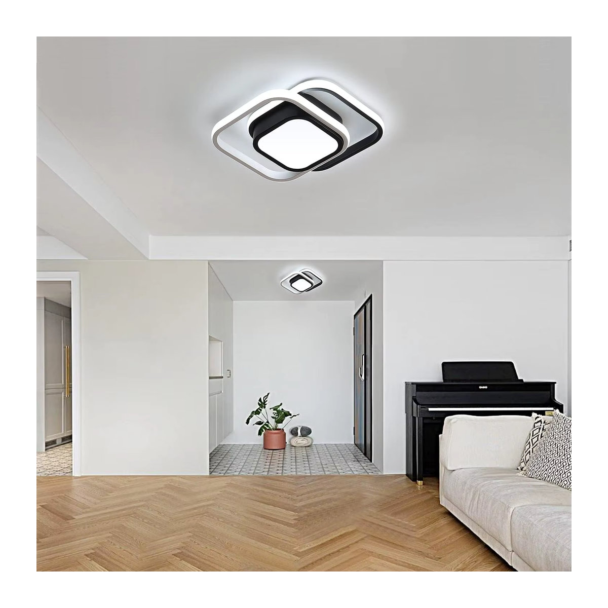 Riserva LED-Deckenleuchte in Schwarz/Weiß, 32 W, Kaltweiß, Modernes Design für Schlafzimmer und Küche - Bild 3