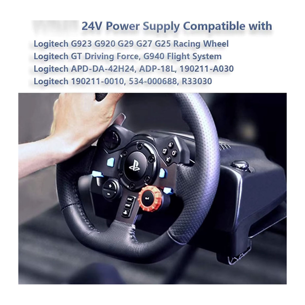 Riskcell 24V Netzteil AC/DC Adapter für Logitech G920 G29 G25 G27 G923 G940 Driving Force GT Rennlenkrad, Schwarz - Bild 4
