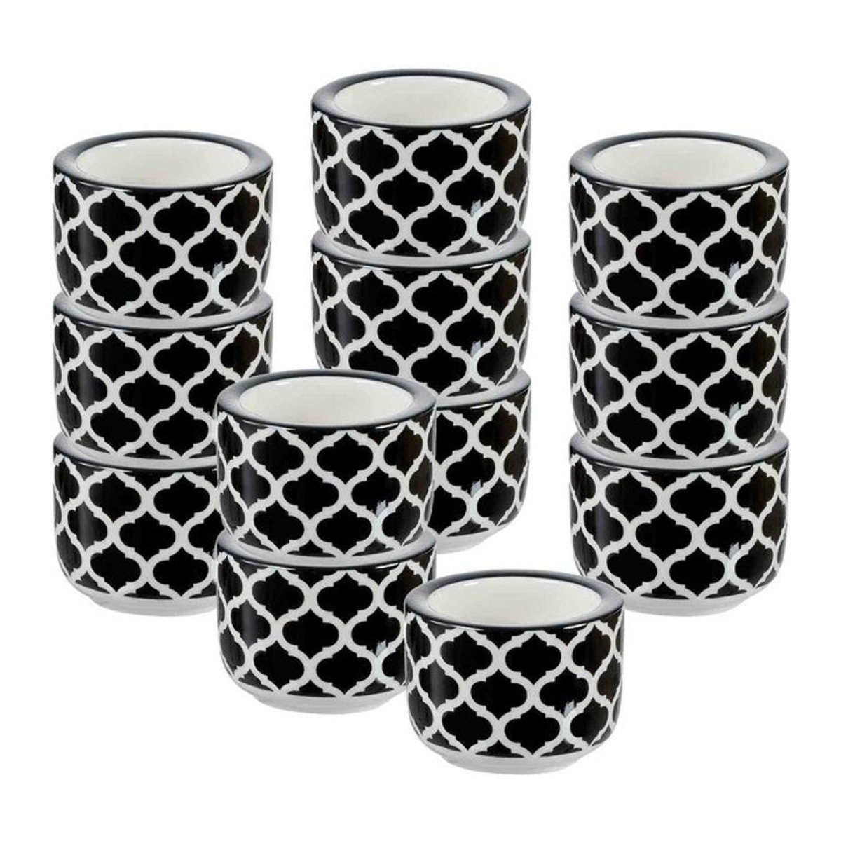 Ritzenhoff & Breker Teelichthalter Takeo Stripes, 12er Set, Keramik, weiß, gestreift, rund, Durchmesser: 6 cm - Bild 1