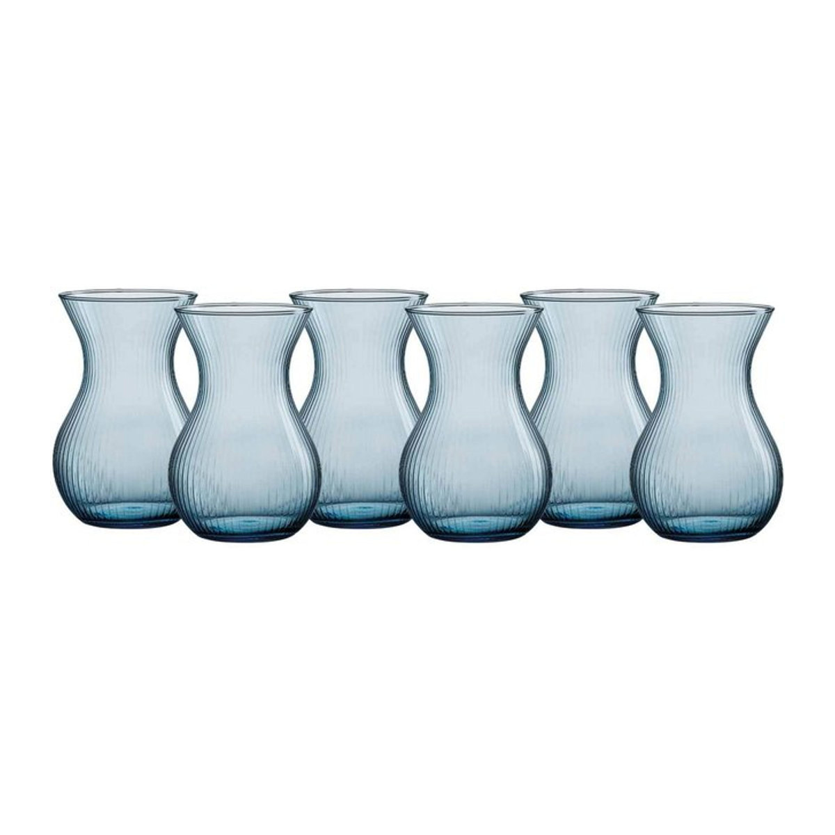 Ritzenhoff & Breker Vasen Rosalie Glas blau gestreift 6er Set Höhe: 18 cm - Bild 1