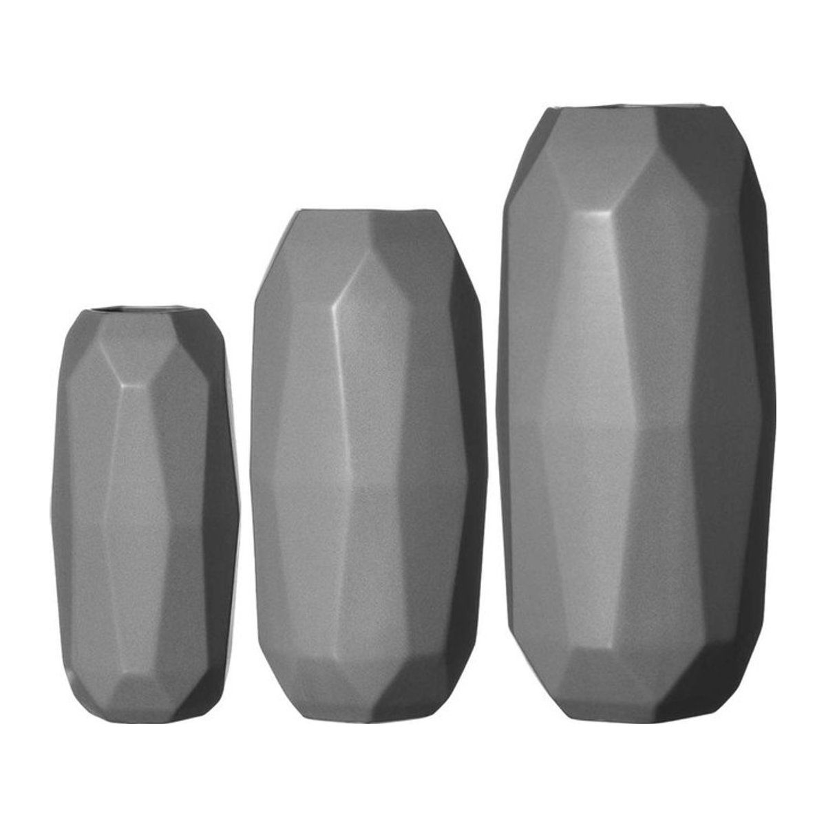 Ritzenhoff & Breker Vasen Terni 3er Set aus Keramik in Grau mit geometrischem Design - Bild 1