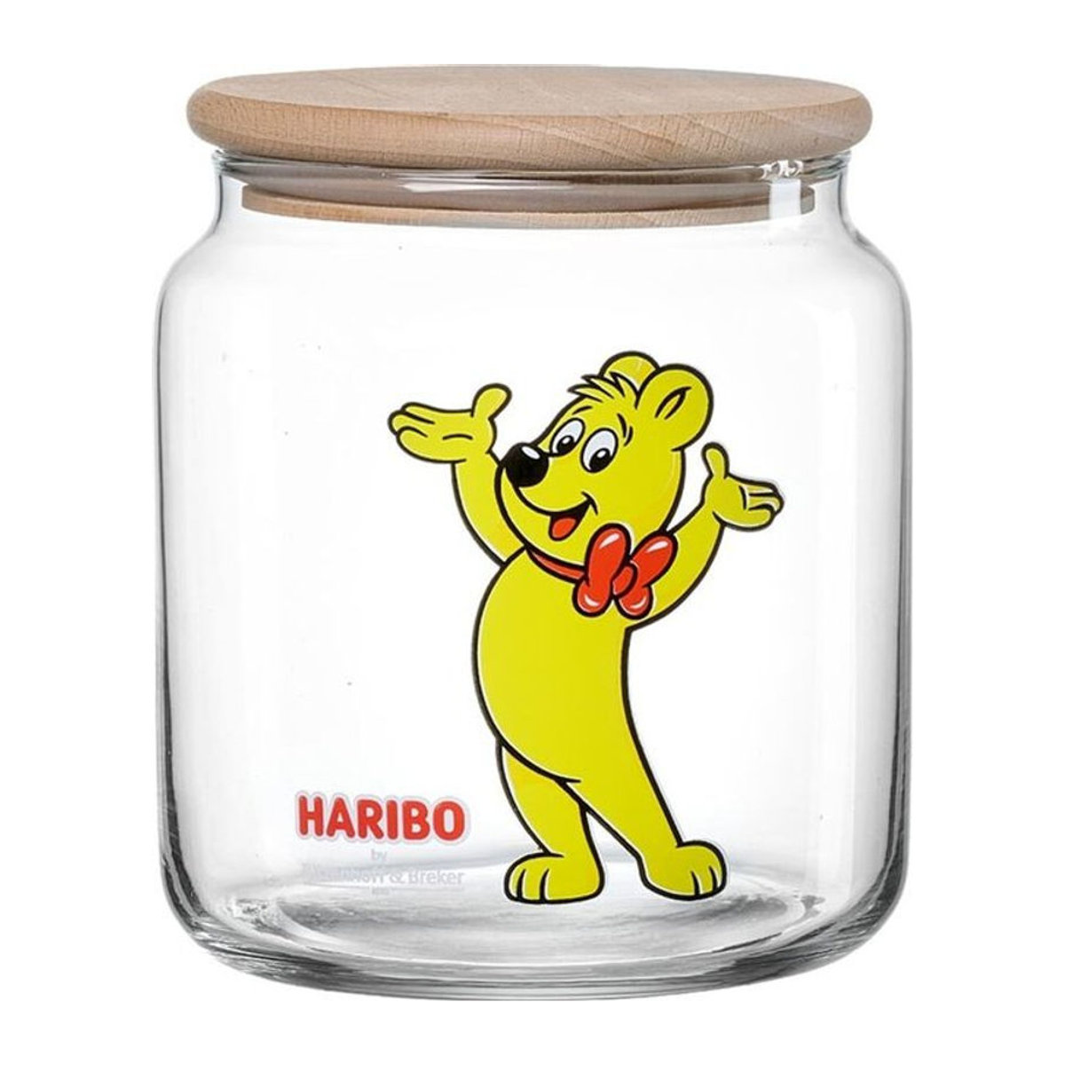 Ritzenhoff & Breker Vorratsdose Hands Up Haribo aus Glas und Holz, transparent, Durchmesser: 12 cm - Bild 1