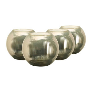 Ritzenhoff & Breker Windlichter Elysia 4er Set aus Glas transparent gestreift Durchmesser: 19 cm