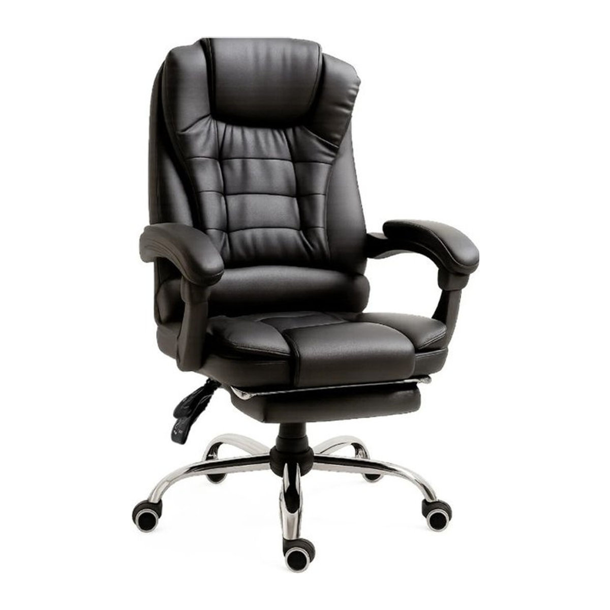 RMF Ergonomischer Schreibtischstuhl mit Fußstütze und Höhenverstellung, Schwarz, Kunstleder - Bild 1