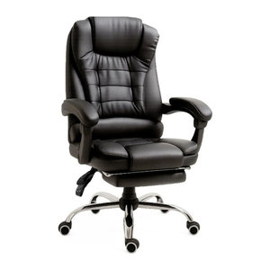 RMF Ergonomischer Schreibtischstuhl mit Fußstütze und Höhenverstellung, Schwarz, Kunstleder