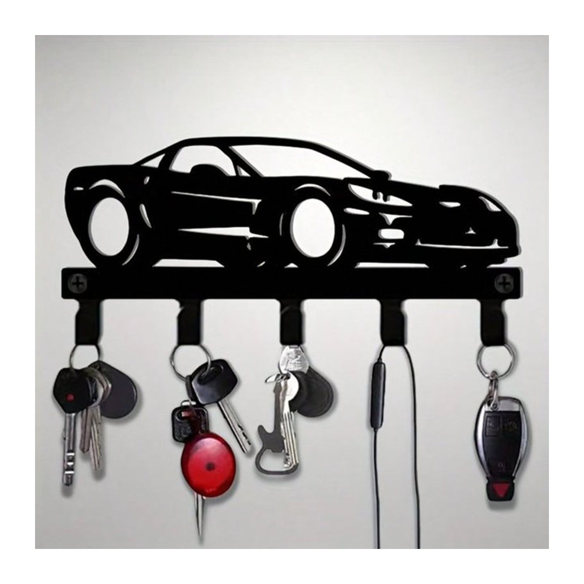 RMP Garage Metall-Sportwagen-Schlüsselhalter Wandmontierter Organizer in Schwarz - Bild 1