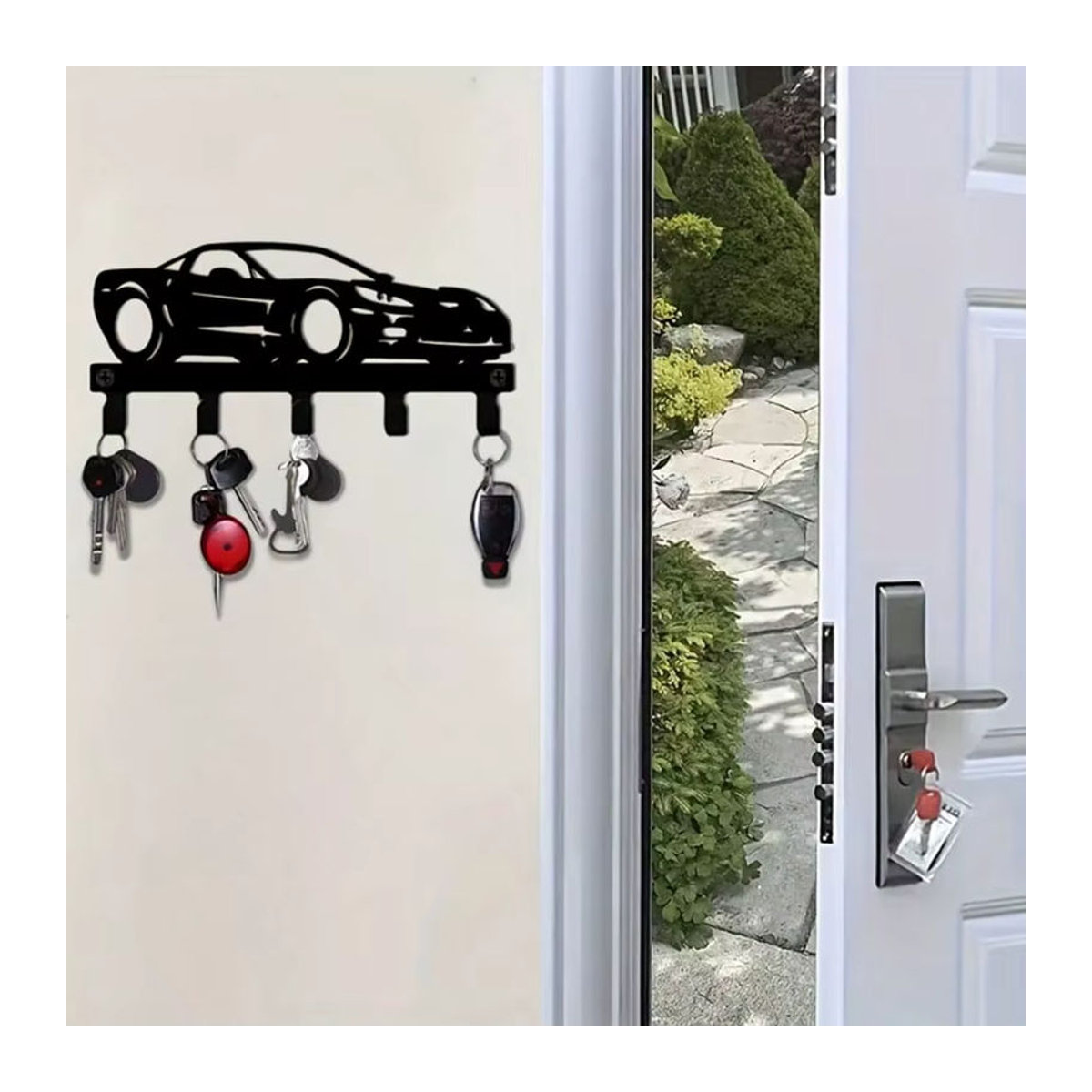 RMP Garage Metall-Sportwagen-Schlüsselhalter Wandmontierter Organizer in Schwarz - Bild 5