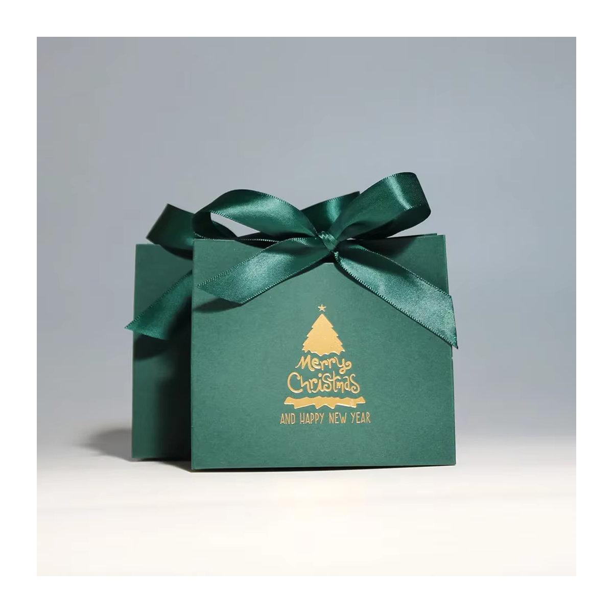 RMTPT Weihnachts-Geschenkboxen aus Papier in Grün mit Band für Kekse und Süßigkeiten, quadratisch und klassisch - Bild 4