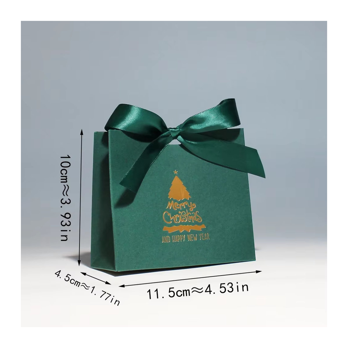RMTPT Weihnachts-Geschenkboxen aus Papier in Grün mit Band für Kekse und Süßigkeiten, quadratisch und klassisch - Bild 6