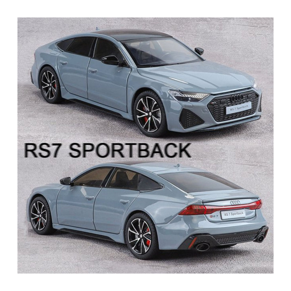 RMZ City RS7 Sportback Modellauto aus Metall in Grau, Maßstab 1:24 mit Sound und Licht sowie öffnenden Türen - Bild 1
