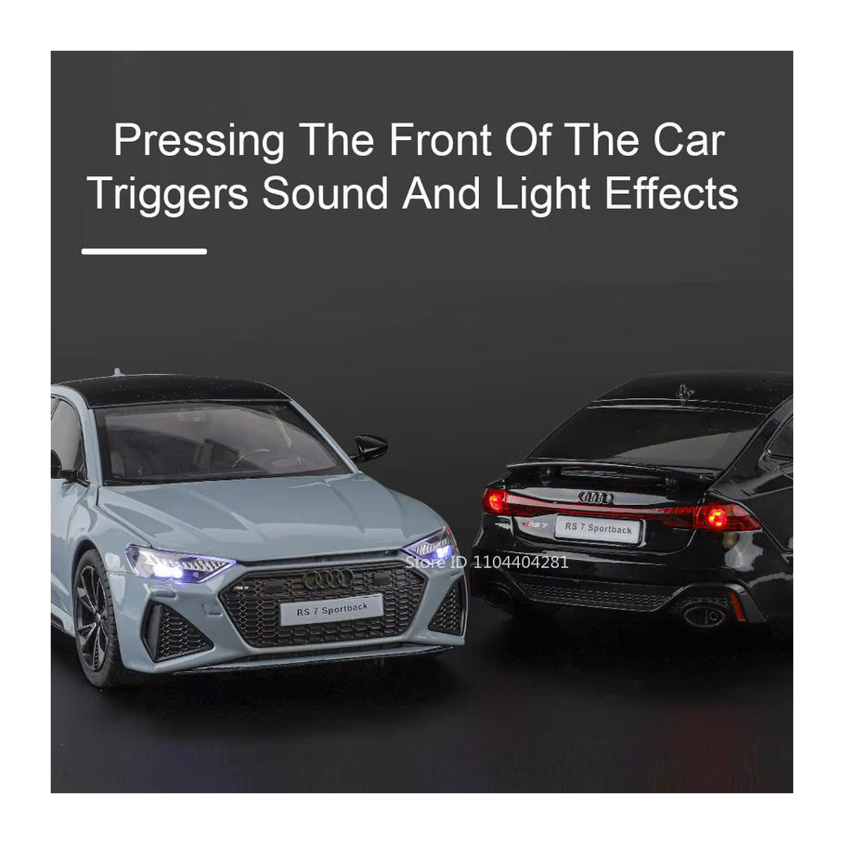 RMZ City RS7 Sportback Modellauto aus Metall in Grau, Maßstab 1:24 mit Sound und Licht sowie öffnenden Türen - Bild 3
