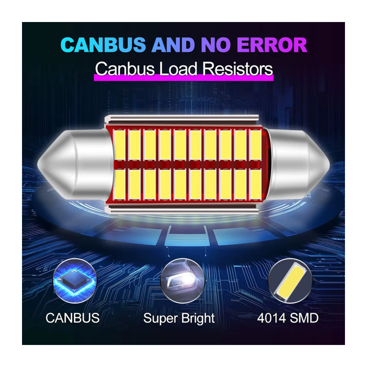 Roadsun 4er Set C5W LED Lampen Canbus Girlande 39mm für Auto Innenraum Dome und Kennzeichenleuchten 12V 24V 3000LM 6500K Kaltweiß - Bild 6