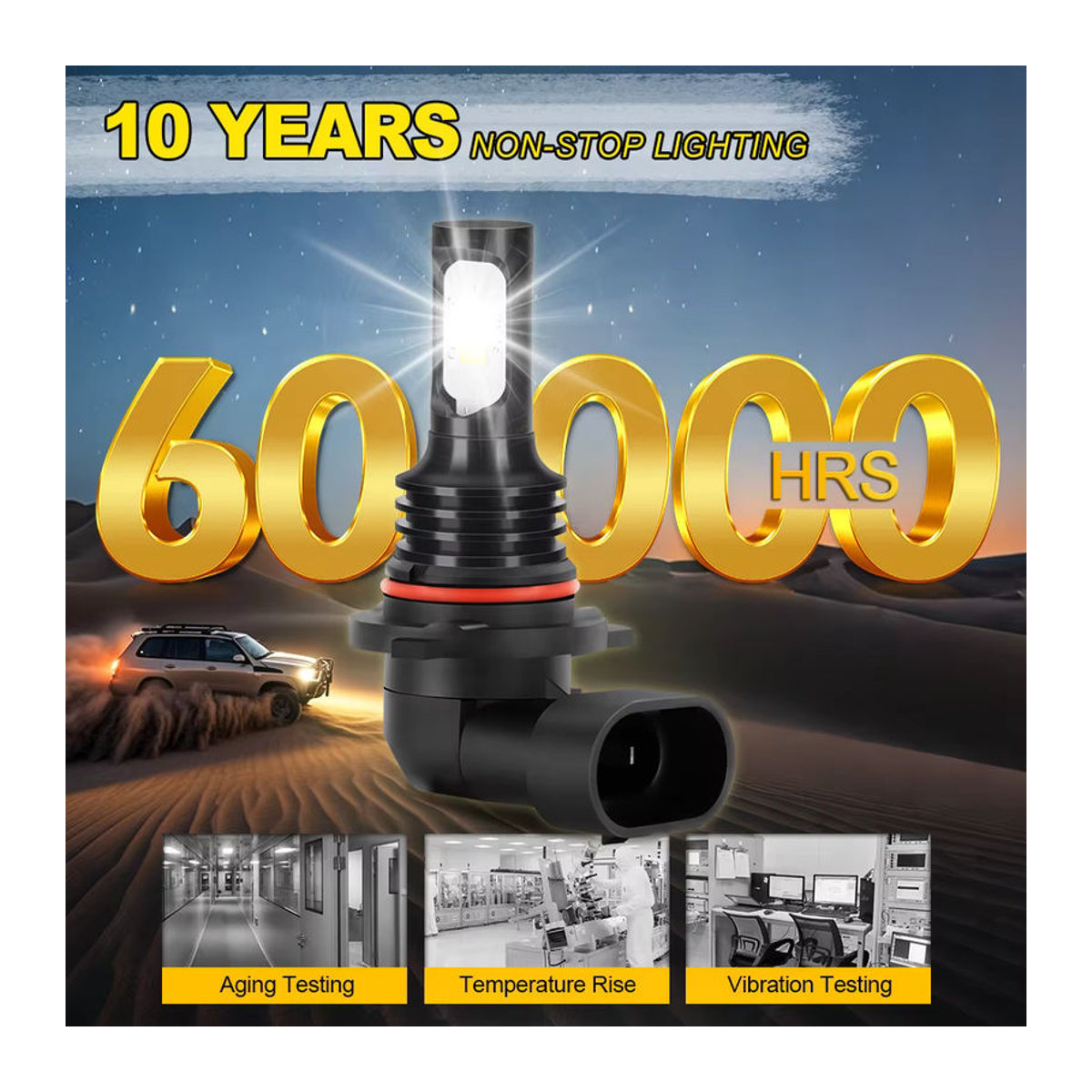 Roadsun 9005 HB3 Canbus LED Nebelglühbirnen 100 W mit 12000LM für VW Passat B6 und Golf 5/6 - Bild 2