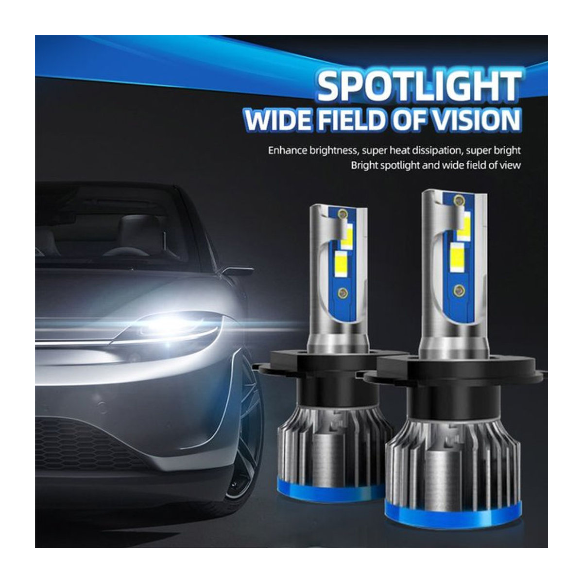 Roadsun H4 LED Scheinwerfer Birnen Set, 2 Stück, 150W, 25000LM, IP68 wasserdicht, 6000K Kaltweiß - Bild 1