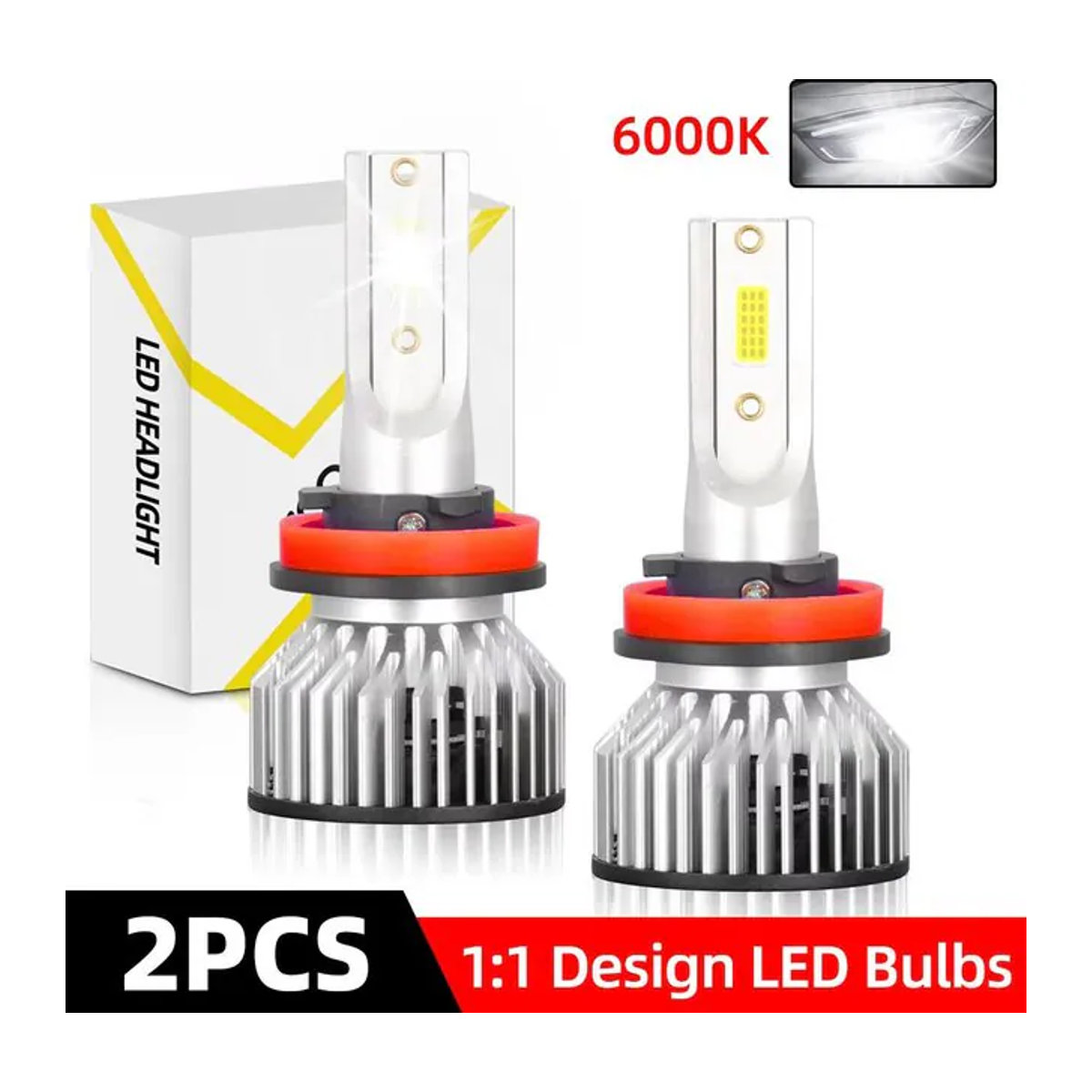 Roadsun Superhelle LED Autoscheinwerfer 180 W mit COB-Chip, 25000 lm, 6000 K Kaltweiß - Bild 1