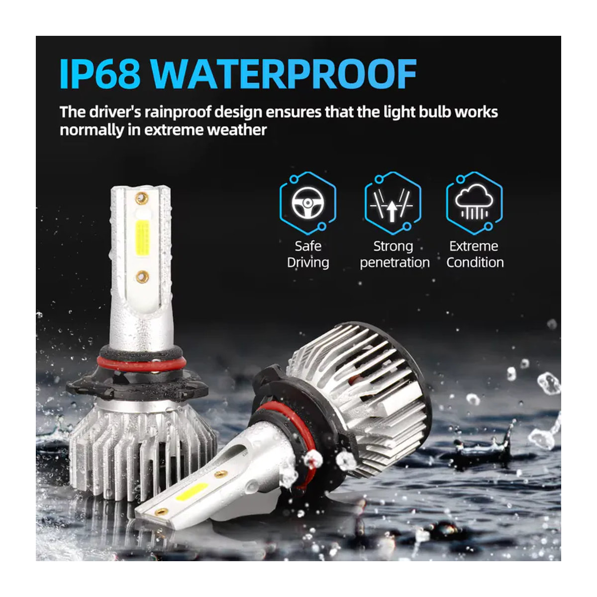 Roadsun Superhelle LED Autoscheinwerfer 180 W mit COB-Chip, 25000 lm, 6000 K Kaltweiß - Bild 2