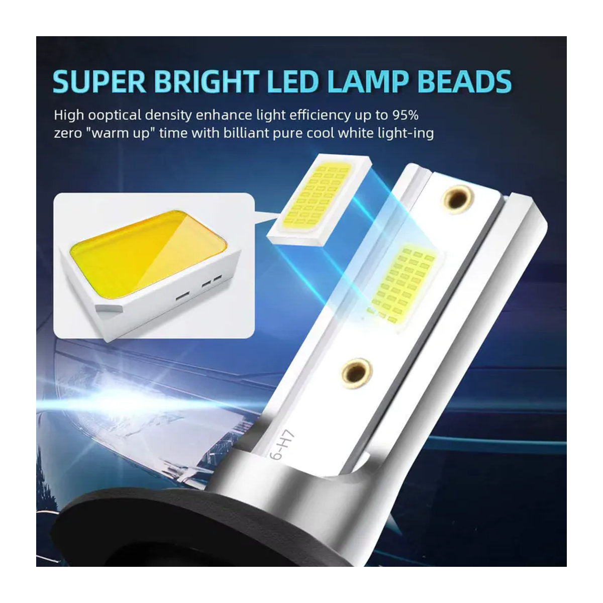 Roadsun Superhelle LED Autoscheinwerfer 180 W mit COB-Chip, 25000 lm, 6000 K Kaltweiß - Bild 3