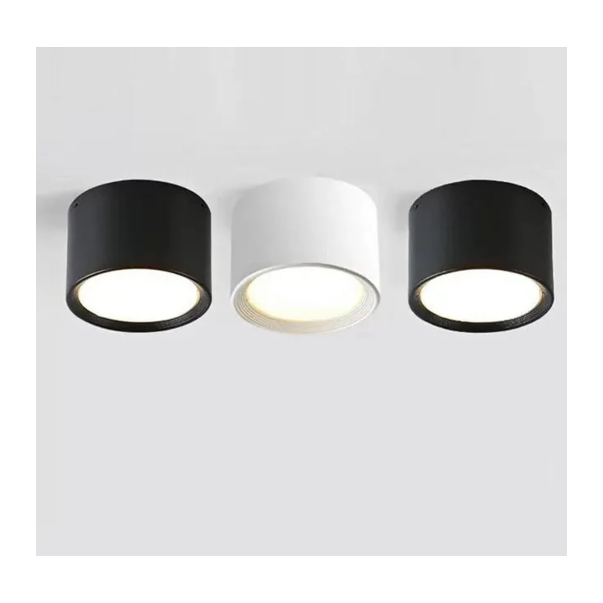 ROANJUNYH Nordische moderne Aufputz-LED-Deckenleuchte in Schwarz mit drei Lichtfarben als LED-Deckenspot und Strahler - Bild 1