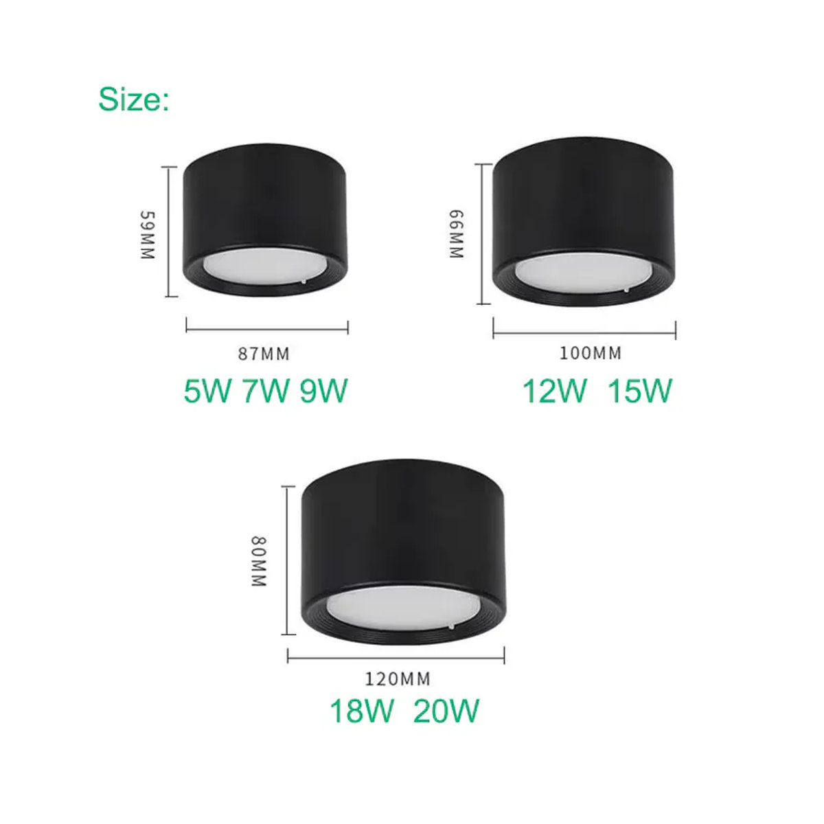 ROANJUNYH Nordische moderne Aufputz-LED-Deckenleuchte in Schwarz mit drei Lichtfarben als LED-Deckenspot und Strahler - Bild 2