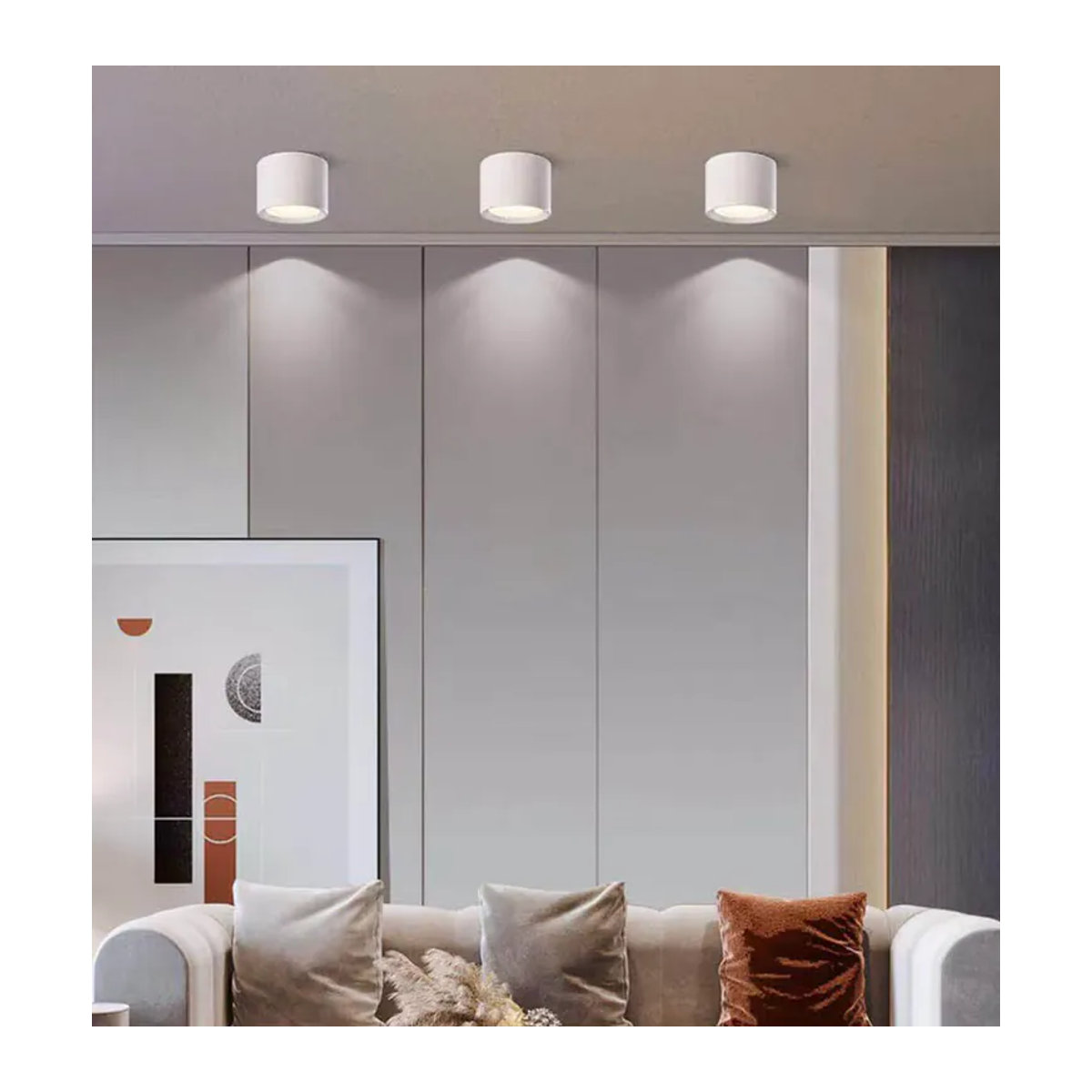 ROANJUNYH Nordische moderne Aufputz-LED-Deckenleuchte in Schwarz mit drei Lichtfarben als LED-Deckenspot und Strahler - Bild 4