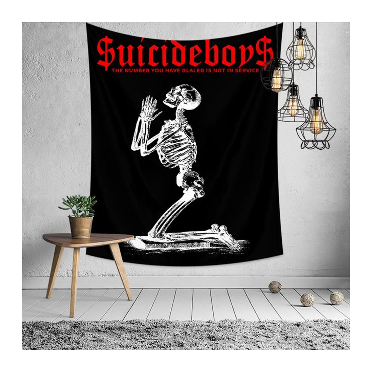 RoarGosh Wandteppich mit Totenkopf-Design in Schwarz und Rot, rechteckiges Textil-Wandposter zur Dekoration - Bild 1