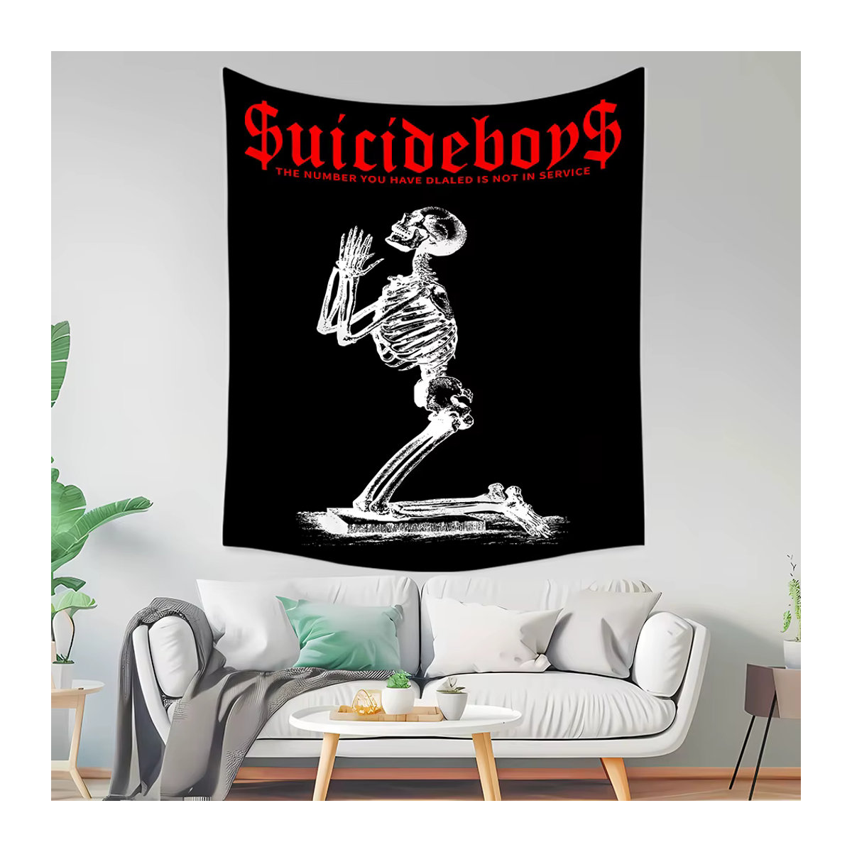 RoarGosh Wandteppich mit Totenkopf-Design in Schwarz und Rot, rechteckiges Textil-Wandposter zur Dekoration - Bild 2